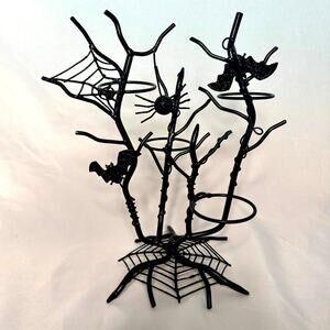 Cracker Barrel Masquerade Party 12" Tealight Holder Halloween Bat Spider